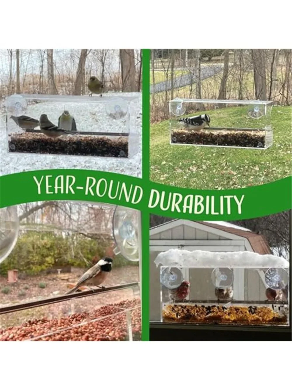 Window Bird Feeder by Nature’s Hangout - Award-Winning Clear Acrylic Bird Feeder
